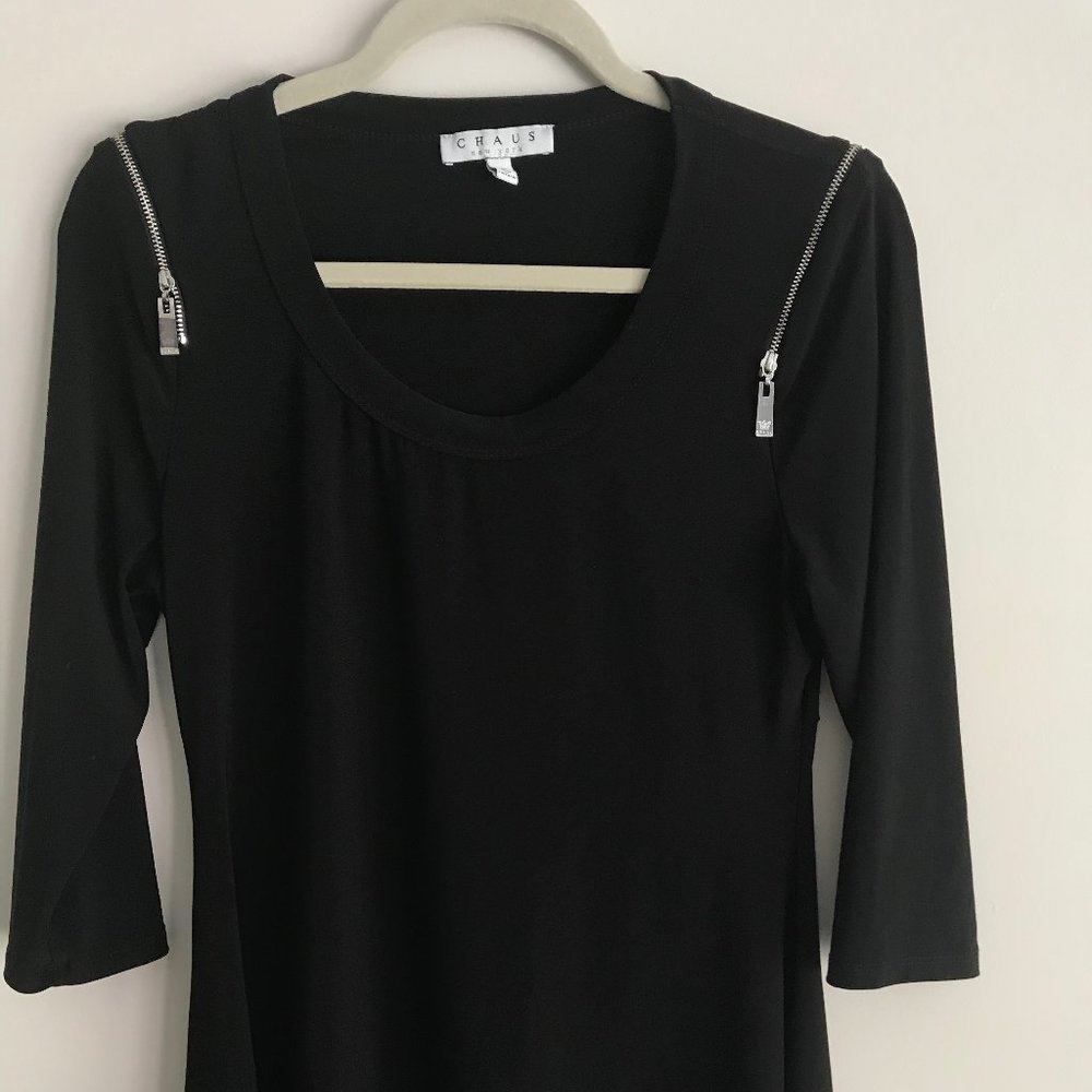 Chaus New York 3/4 Black Blouse with Zippers